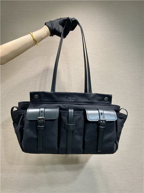 Prada Route Large Tote Bag 1BG644 Black Canvas-1.jpg