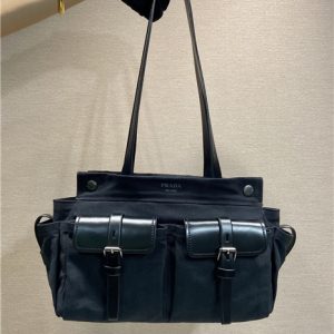 Prada Route Medium Tote Bag 1BG645 Black Canvas-1.jpg