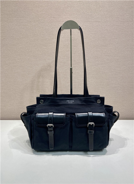 Prada Route Medium Tote Bag 1BG645 Black Canvas-2.jpg