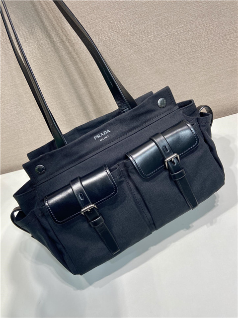 Prada Route Medium Tote Bag 1BG645 Black Canvas-7.jpg