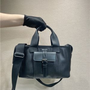 Prada Route Medium Tote Bag 1BG660 Black Leather-1.jpg