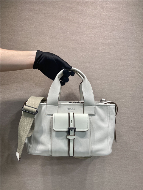 Prada Route Medium Tote Bag 1BG660 White Leather-1.jpg