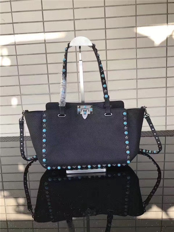 Valentino Rockstud Rolling Black with turquoise stones