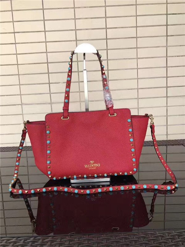 Valentino Rockstud Rolling Red with turquoise stones