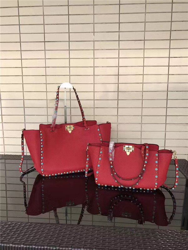Valentino Rockstud Rolling Red with turquoise stones