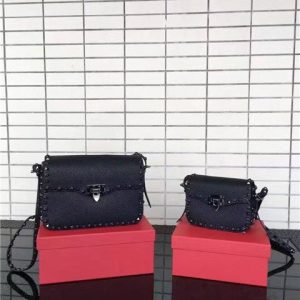 Valentino Rockstud textured-leather Black with Black stone