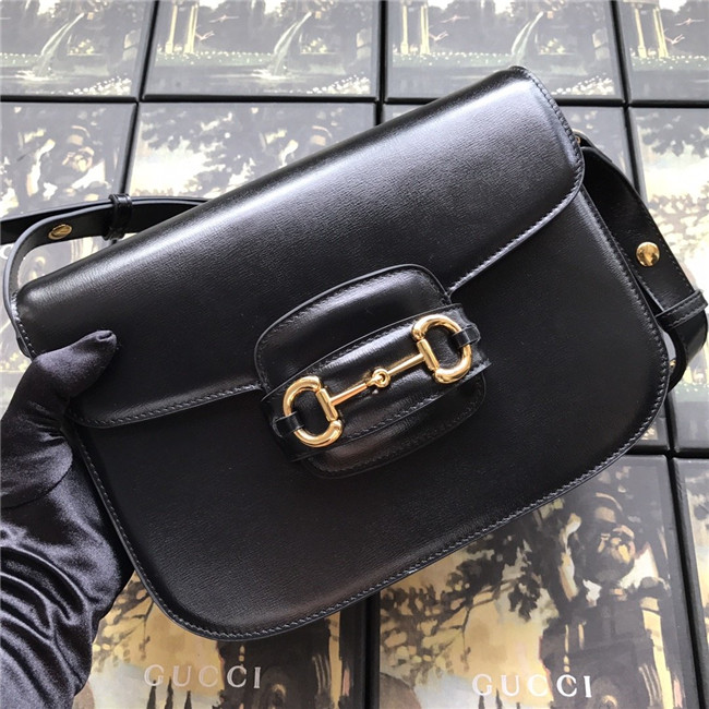 Gucci 1955 Horsebit shoulder bag 602204 Black Leather