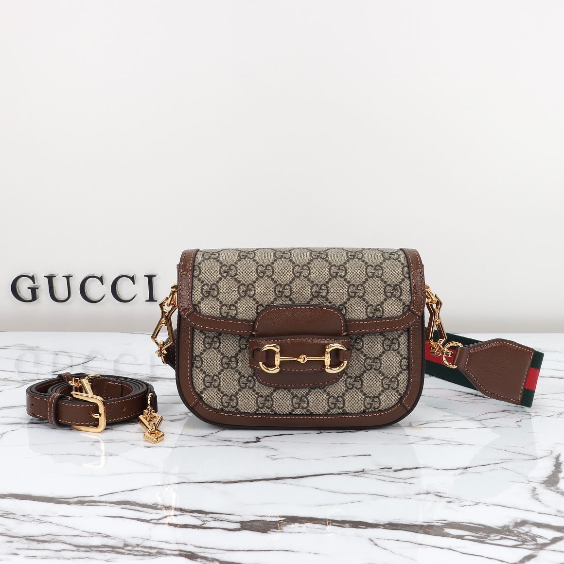 Horsebit 1955 Mini Bag GG Supreme Canvas 658574 Brown