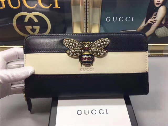 Gucci Queen Margaret Leather Zip Around Wallet (Varied Colors)