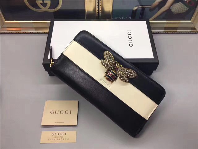 Gucci Queen Margaret Leather Zip Around Wallet (Varied Colors)