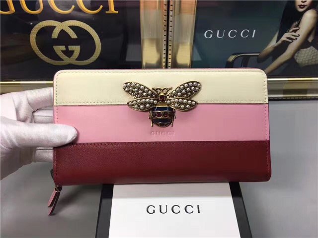 Gucci Queen Margaret Leather Zip Around Wallet (Varied Colors)