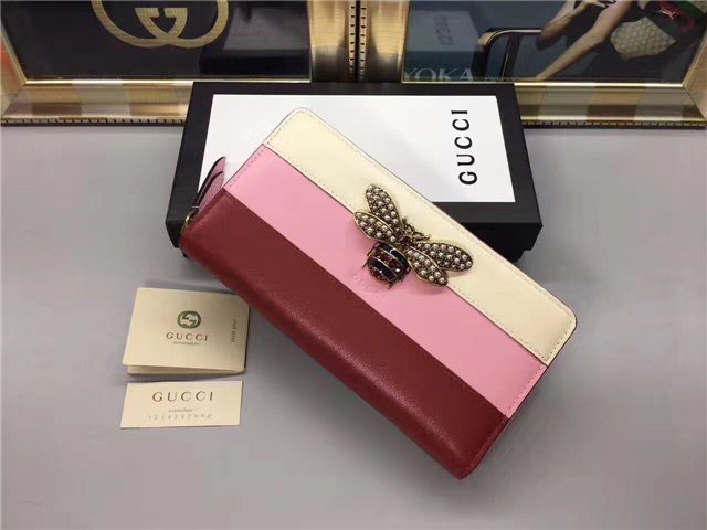 Gucci Queen Margaret Leather Zip Around Wallet (Varied Colors)