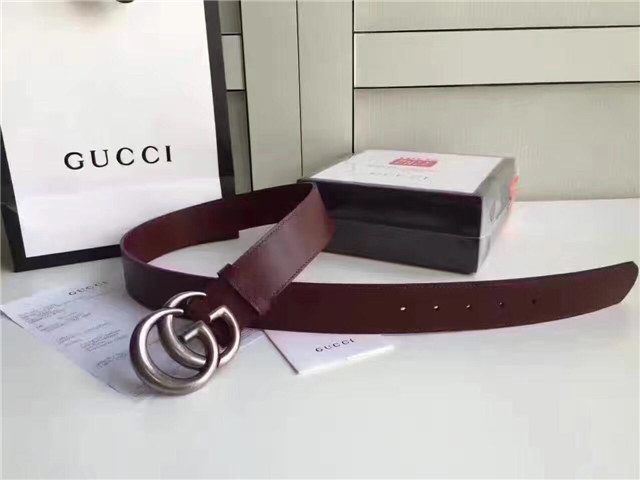 Gucci Leather Belt with Double G Buckle (Varied Colors)