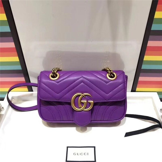 Gucci GG Marmont Matelass Mini Bag Purple Leather