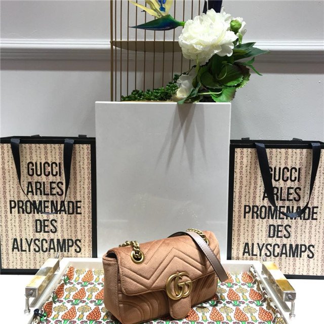 Gucci GG Marmont Velvet Mini Bag Taupe Velvet - Image 2