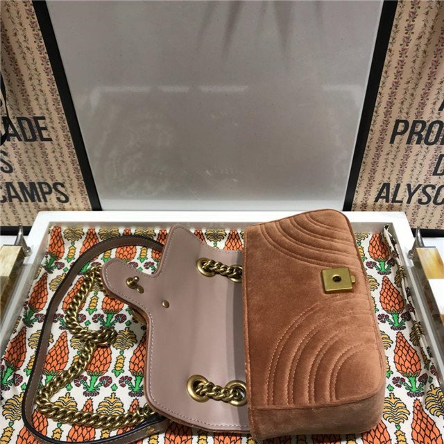 Gucci GG Marmont Velvet Mini Bag Taupe Velvet - Image 7
