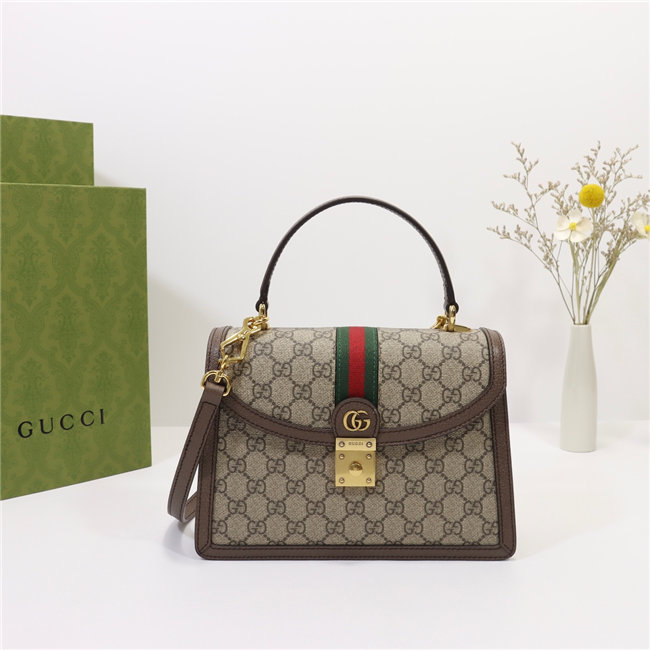 Ophidia Small Top Handle Bag With Web 651055 Brown