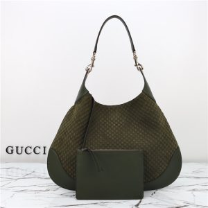 Gucci B Medium Shoulder Bag 815924 Green Suede-1.jpg