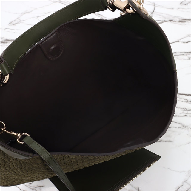 Gucci B Medium Shoulder Bag 815924 Green Suede-10.jpg