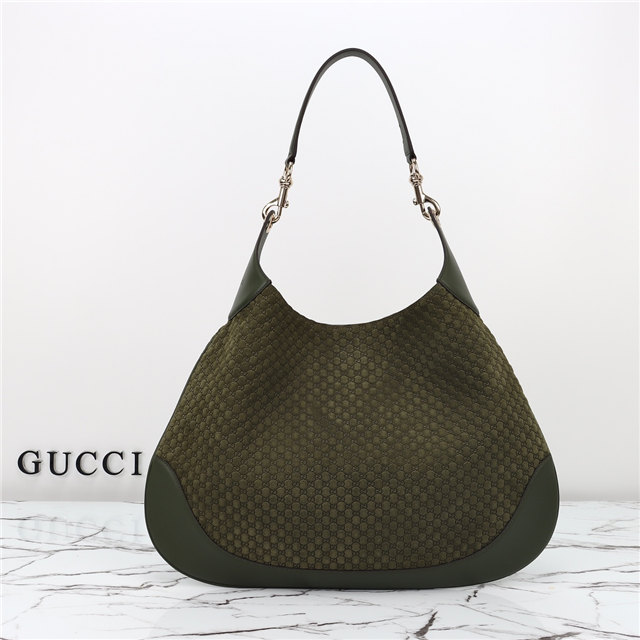 Gucci B Medium Shoulder Bag 815924 Green Suede-3.jpg