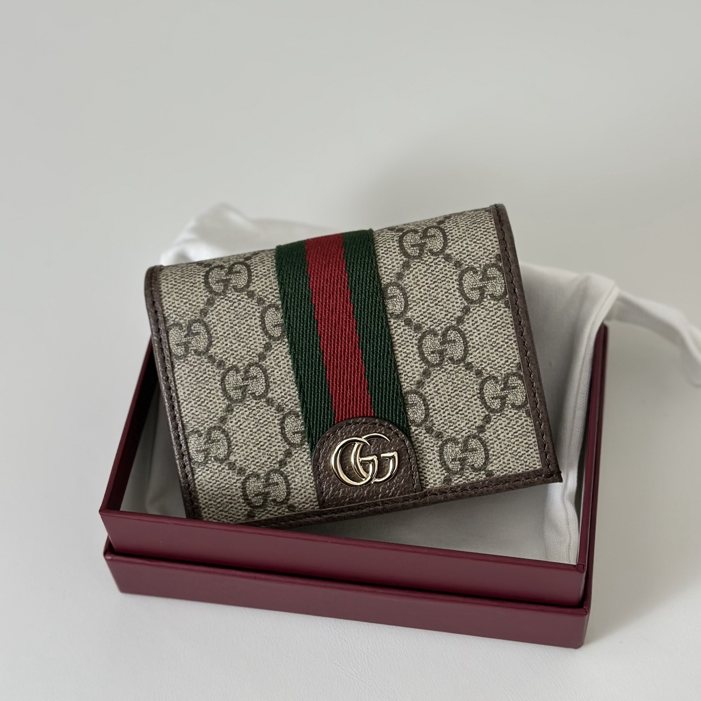 Gucci Ophidia Small wallet in beige and brown GG Supreme