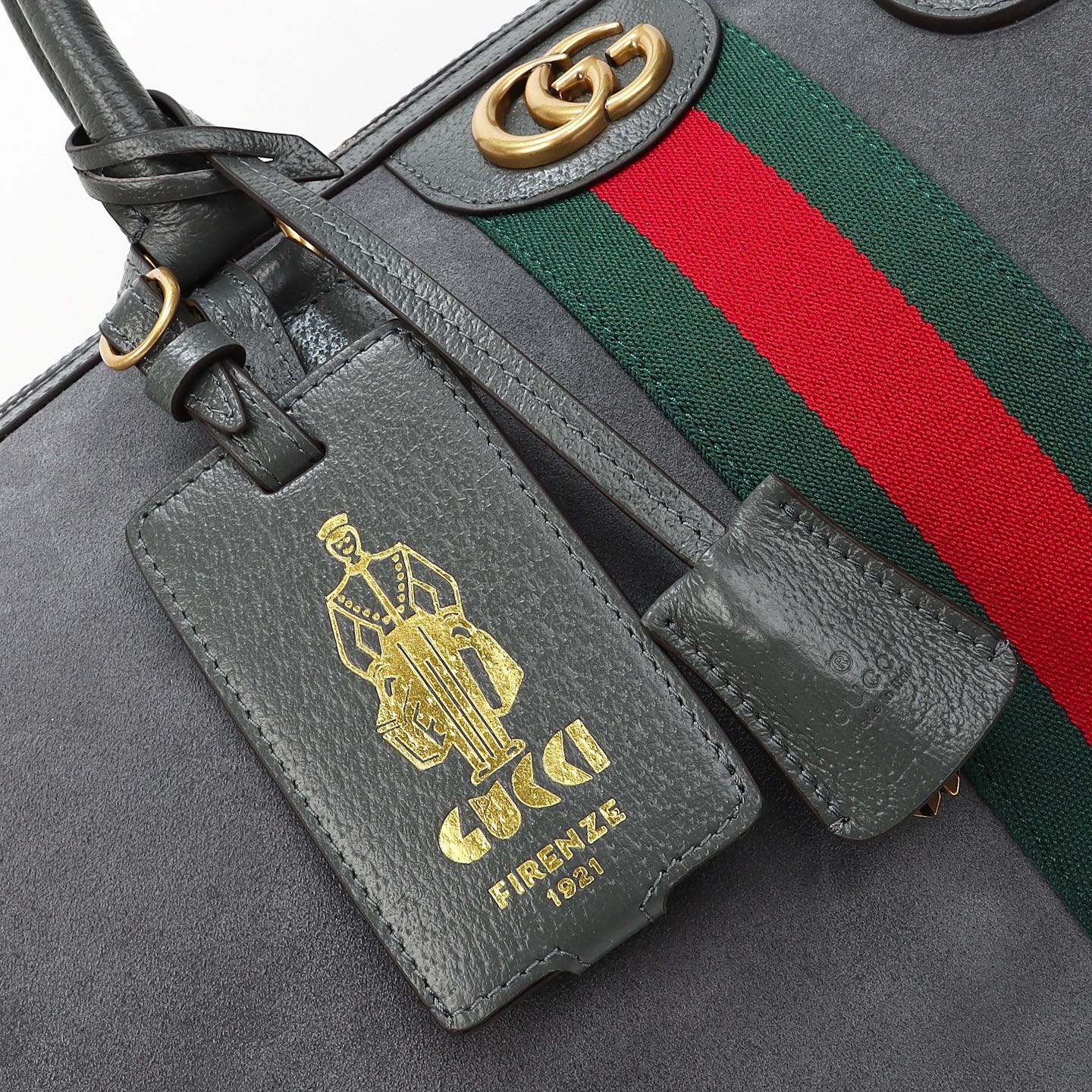 Gucci Savoy Medium Suede Duffel Bag Grey 834460 - Image 12