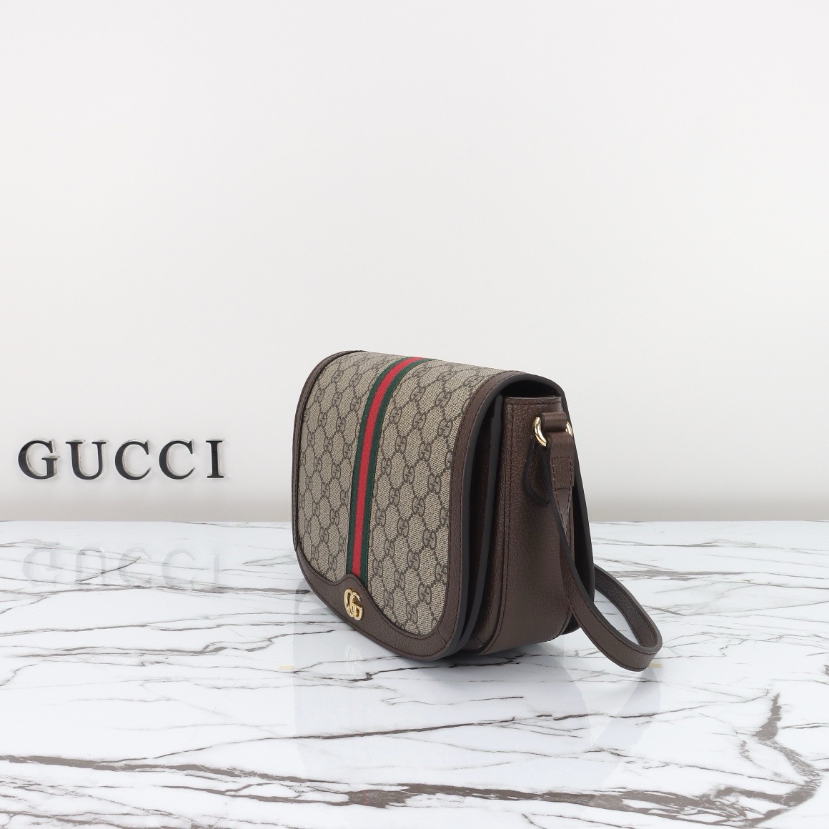 Gucci Ophidia GG Supreme Monogram Canvas Flap Messenger Bag Brown 601044 - Image 7