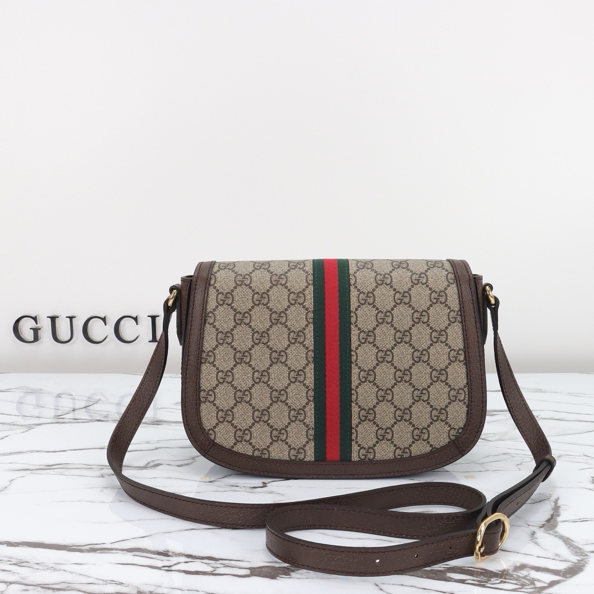 Gucci Ophidia GG Supreme Monogram Canvas Flap Messenger Bag Brown 601044 - Image 8