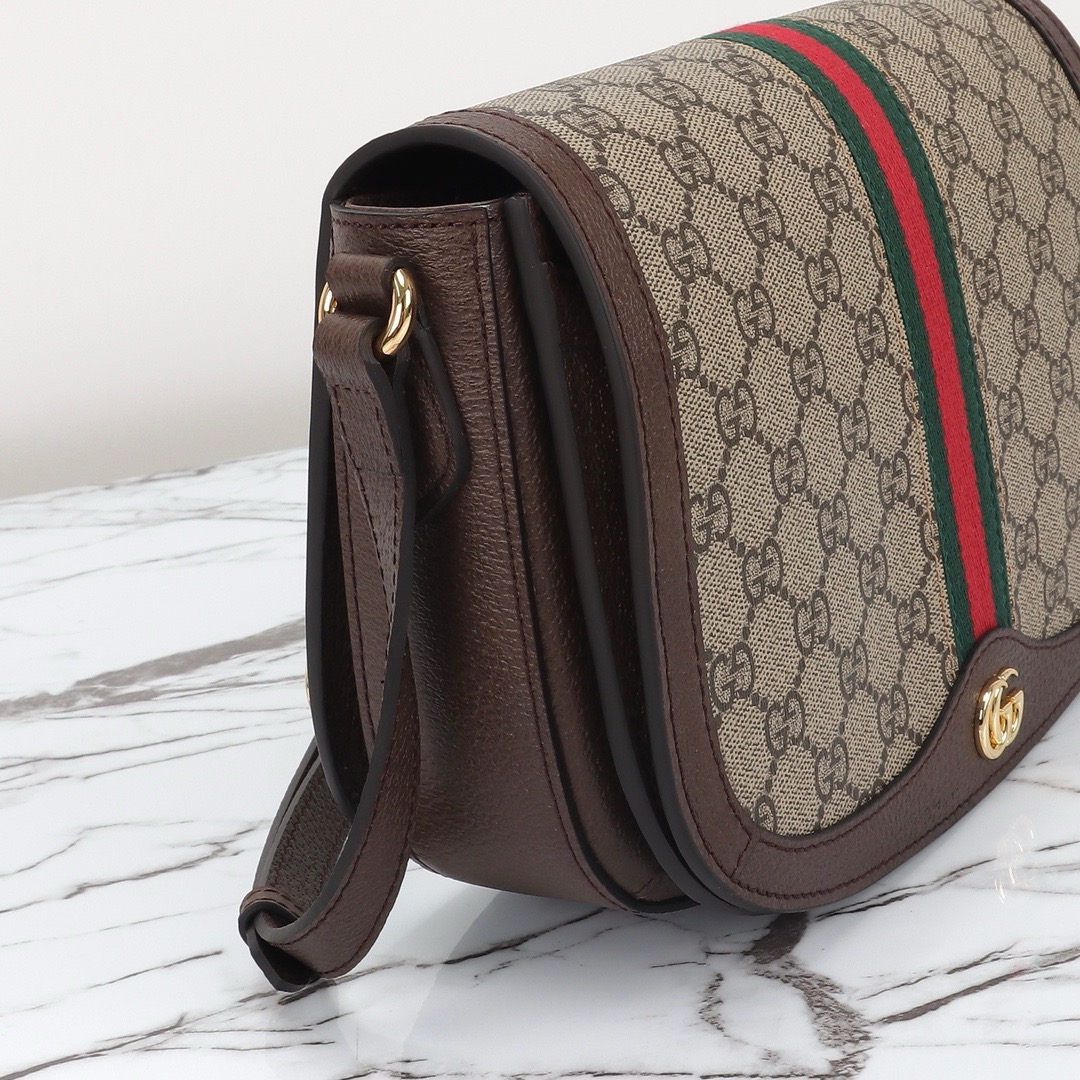 Gucci Ophidia GG Supreme Monogram Canvas Flap Messenger Bag Brown 601044 - Image 9