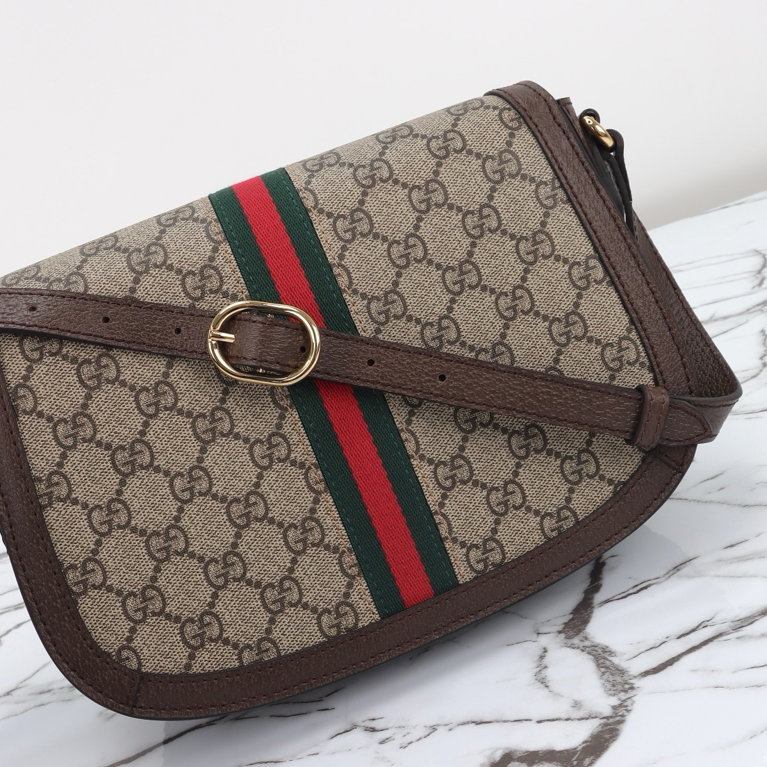 Gucci Ophidia GG Supreme Monogram Canvas Flap Messenger Bag Brown 601044 - Image 3