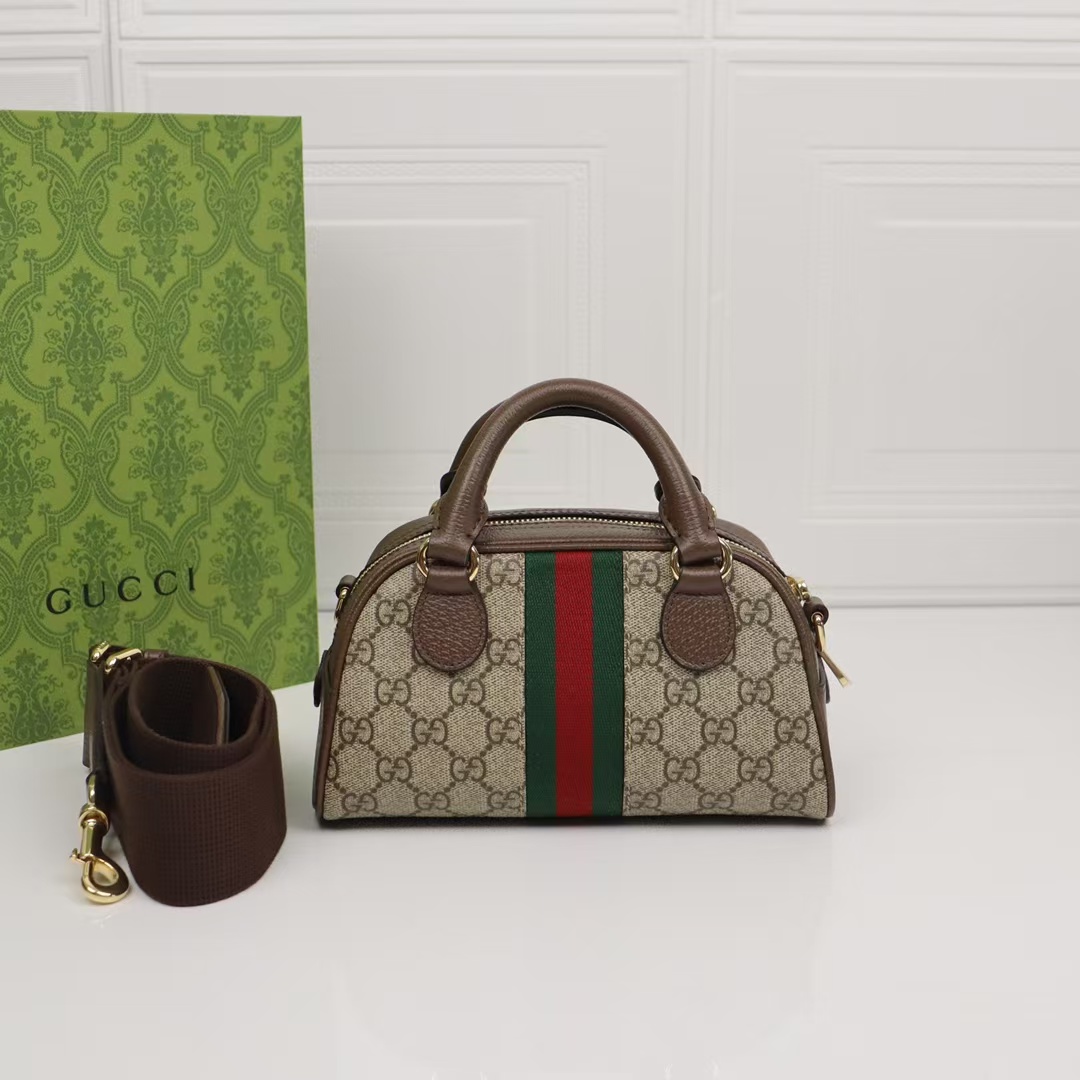 Gucci Ophidia GG Mini Top Handle Bag 'Beige/Ebony Supreme 724606 - Image 3