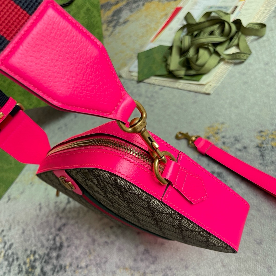 Gucci Ophidia GG Supreme Canvas Wristlet Crossbody Shoulder Bag 699439-Pink - Image 6