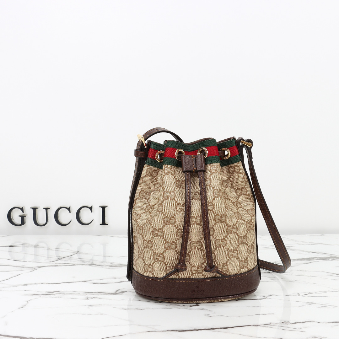 Gucci Mini bucket bag with Web Brown Canvas