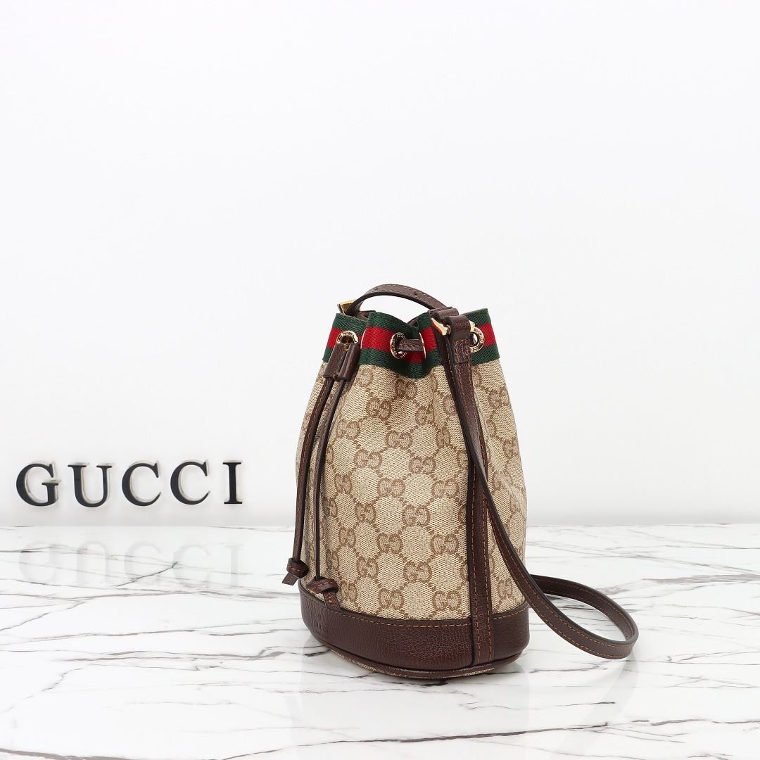 Gucci Mini Bucket Bag with Web Brown Canvas - 876060 - Image 2