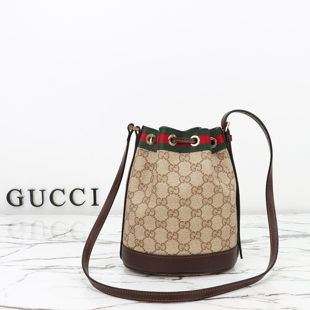 Gucci Mini Bucket Bag with Web Brown Canvas - 876060 - Image 3