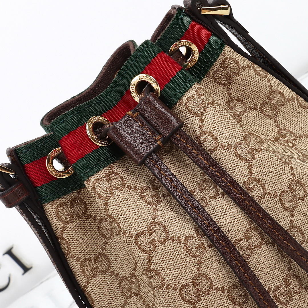 Gucci Mini Bucket Bag with Web Brown Canvas - 876060 - Image 4