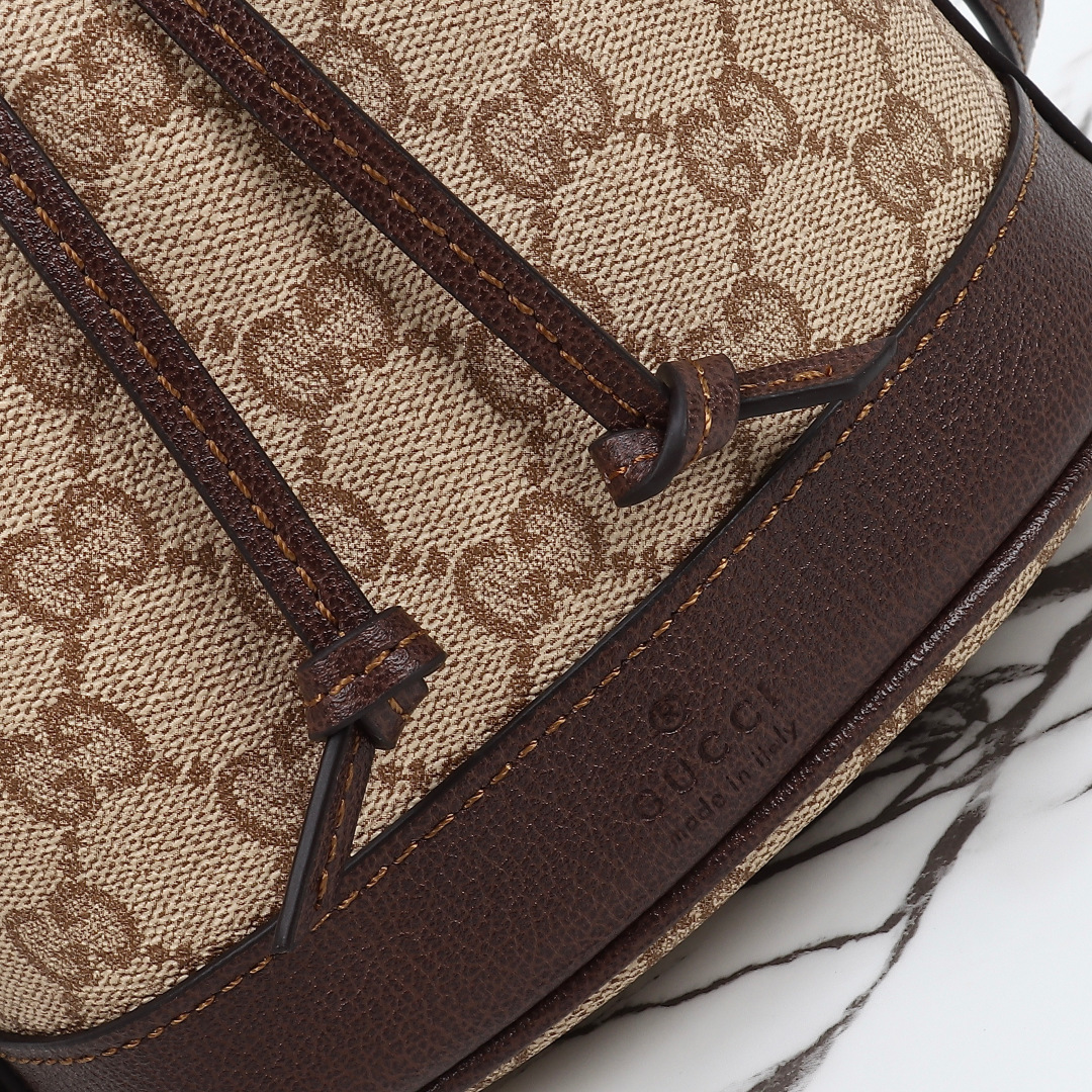 Gucci Mini Bucket Bag with Web Brown Canvas - 876060 - Image 5