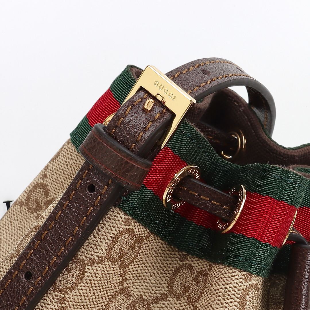 Gucci Mini Bucket Bag with Web Brown Canvas - 876060 - Image 6