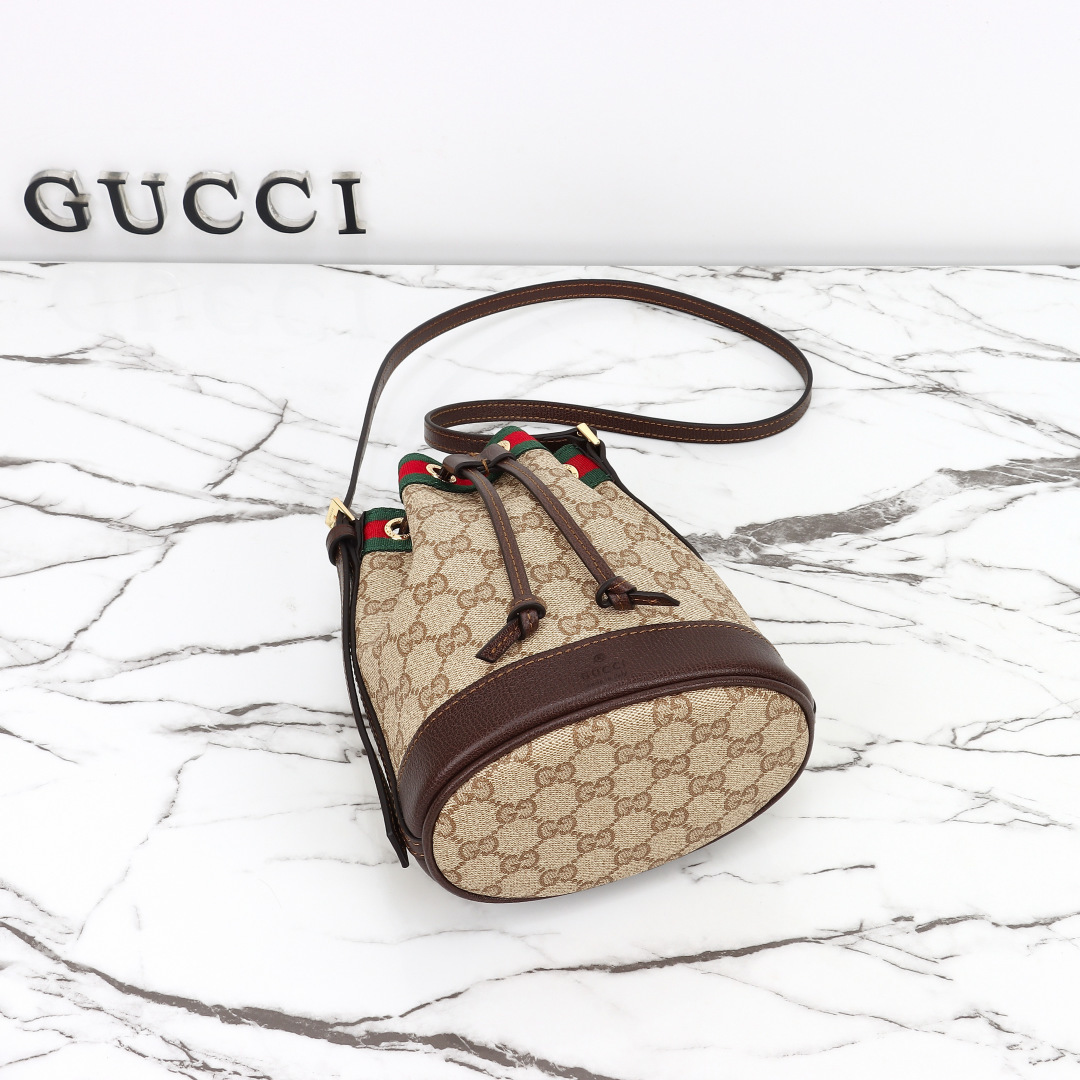 Gucci Mini Bucket Bag with Web Brown Canvas - 876060 - Image 8