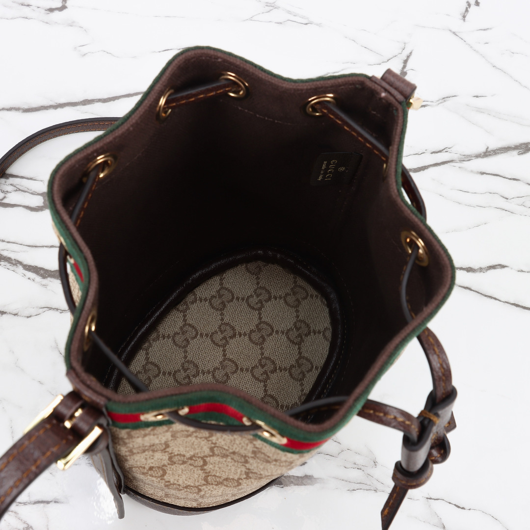 Gucci Mini Bucket Bag with Web Brown Canvas - 876060 - Image 9