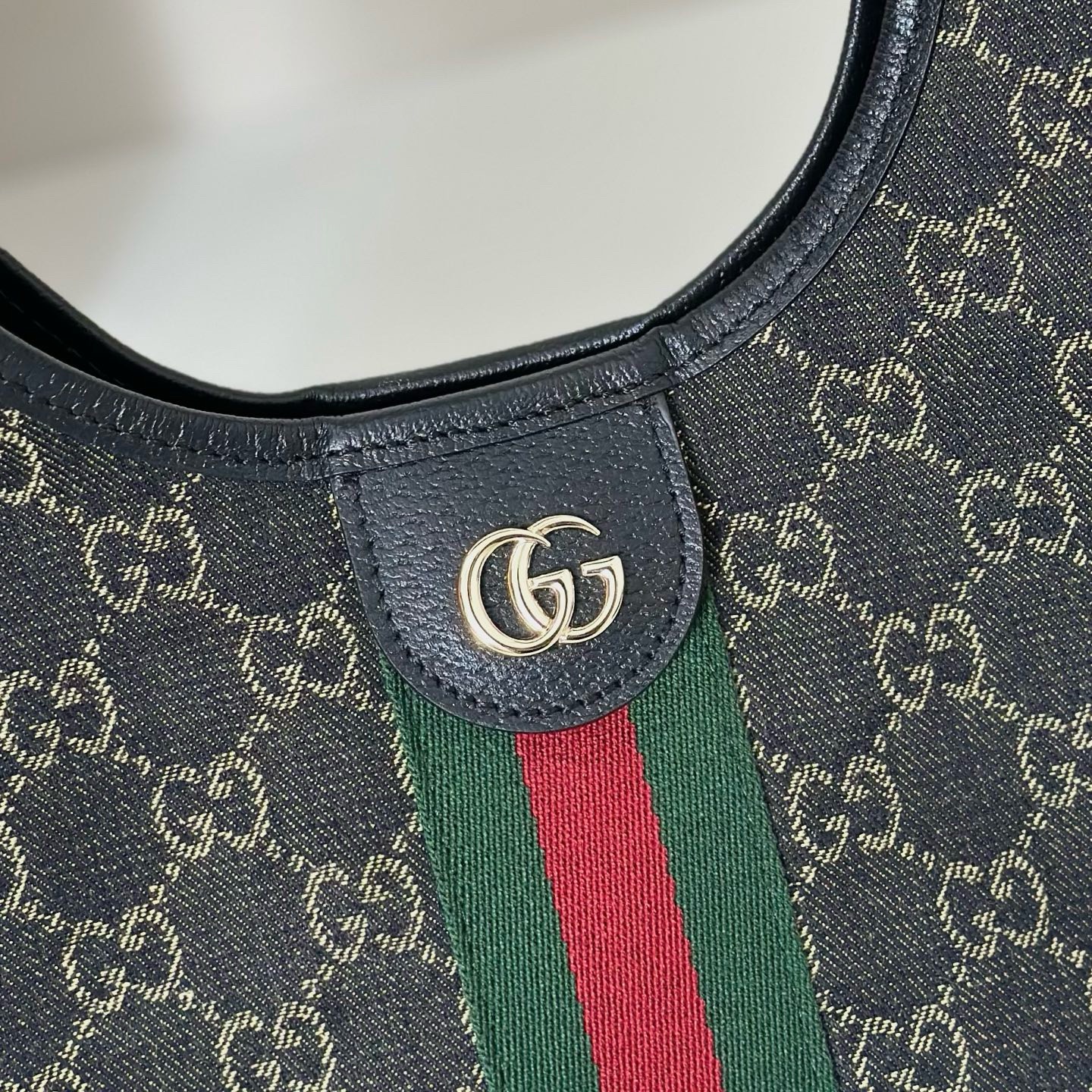 Gucci Giglio Small Tote Bag - 860845 Black GG Denim - Image 6