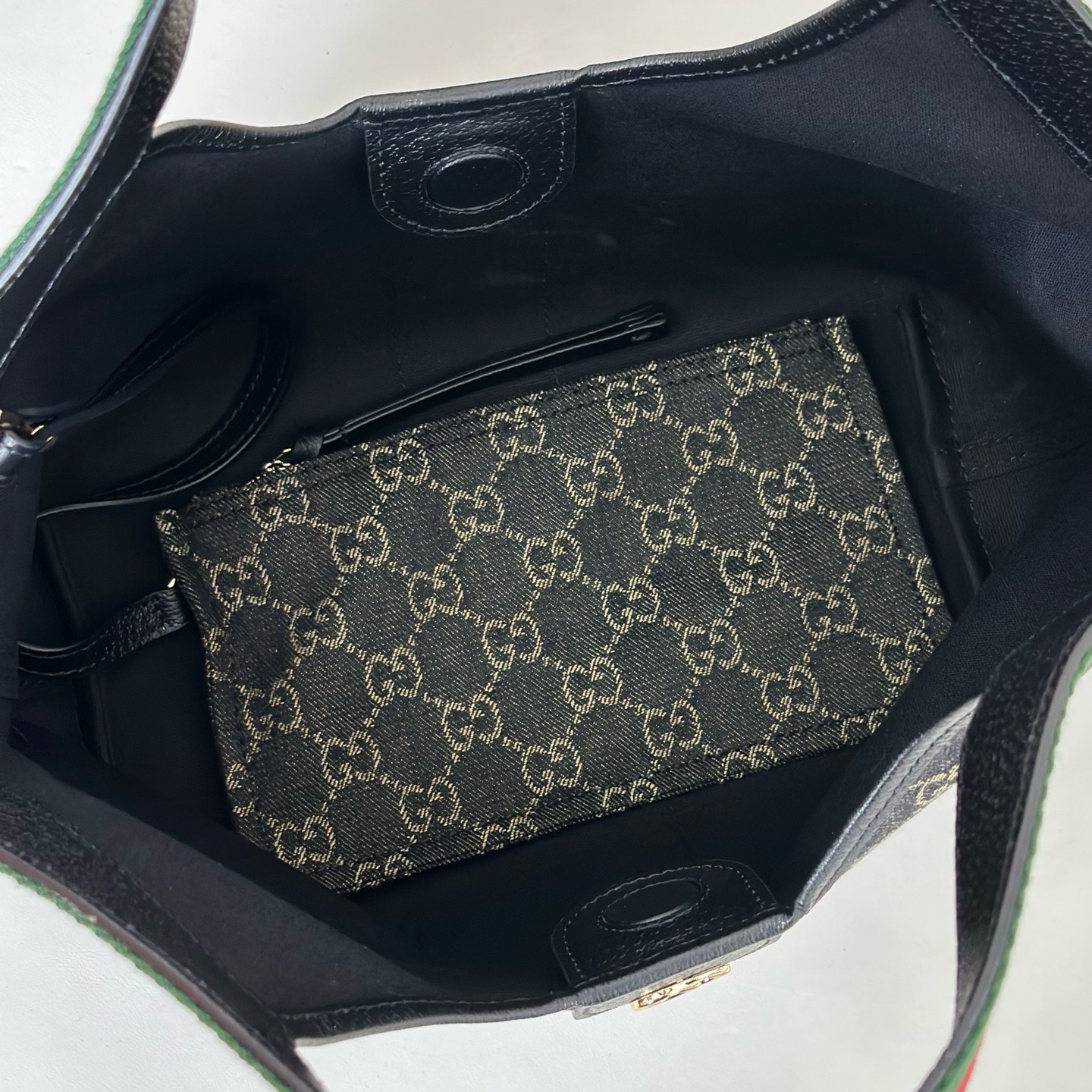 Gucci Giglio Small Tote Bag - 860845 Black GG Denim - Image 7